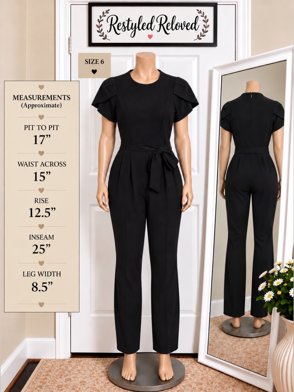 Calvin Klein Belted Black Jumpsuit – Size 6 – NWT